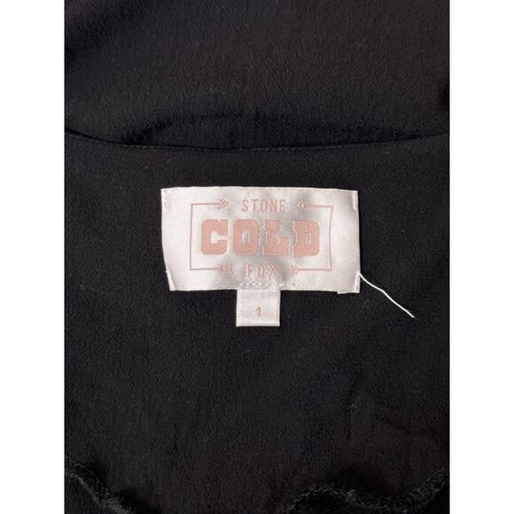 Cold Stone Fox Dress 1 / US 2 Womens Black Eyelet Short Sleeve V Neck Mini - Picture 8 of 9